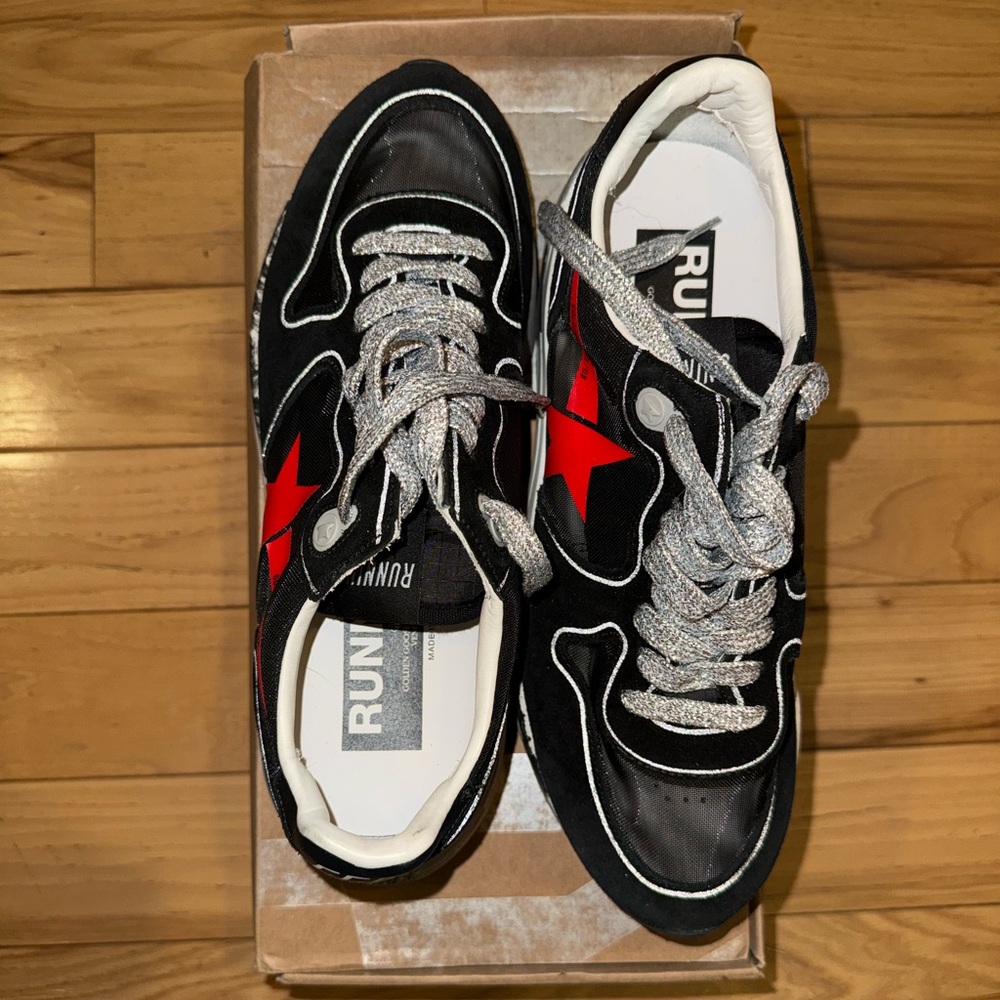 Golden Goose Black and Red Running Sneakers - Picture 2 of 9